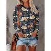 Womens Loose Fit Long Sleeve Round Neck T-Shirt With 3D Dinosaur Christmas Tree Print Milk Silk Fabric