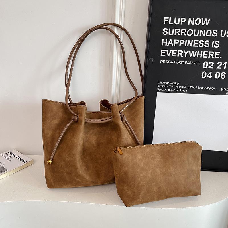 

Женская ретро-модная большая сумка-тоут для трансграничной торговли - Осень/Зима 2025, сумка на одно плечо, дизайн «мать-ребенок» One Size коричневый