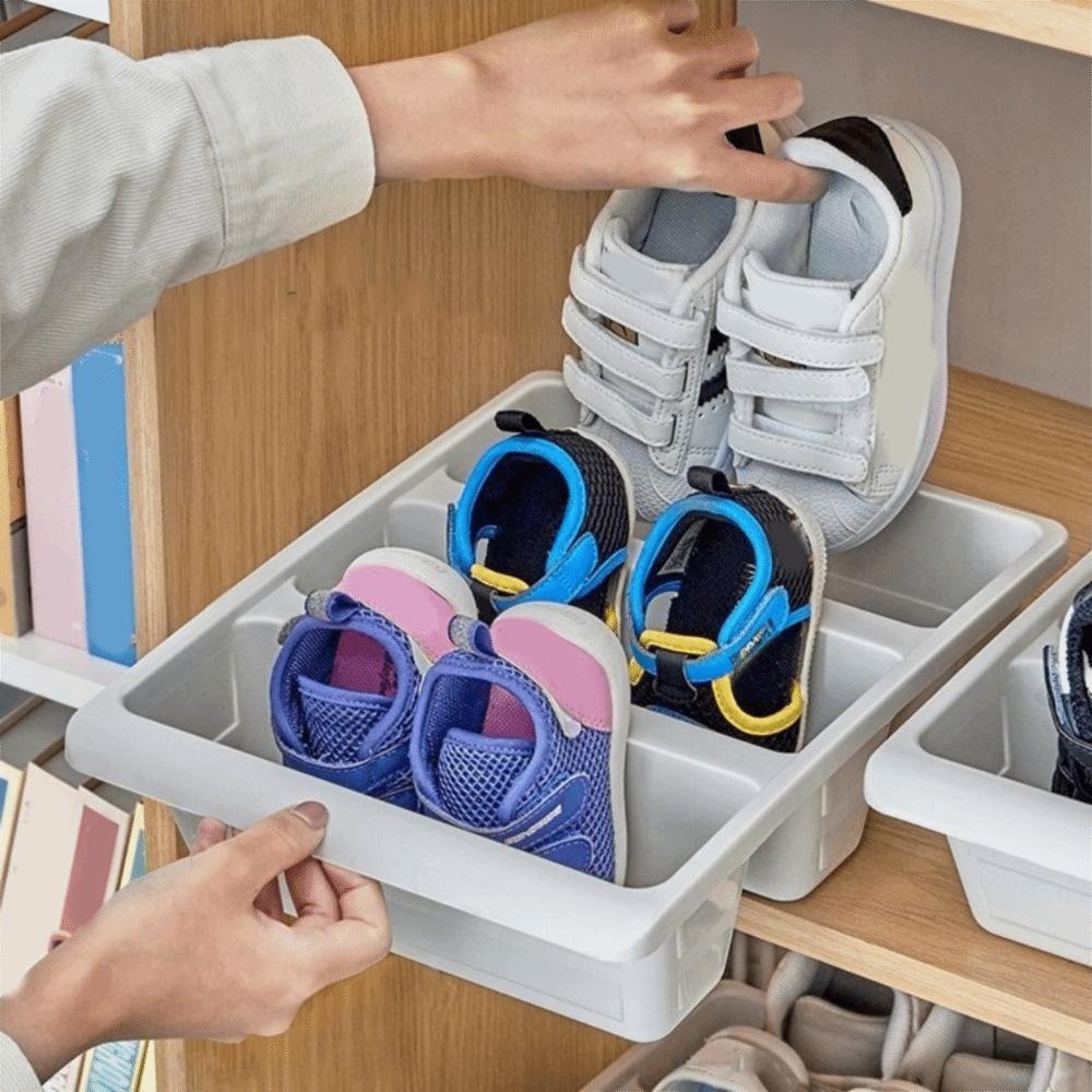 2PCS Nordic Style Oblique Plug-In Shoe Storage Rack Plastic Vertical Slippers Rack  Bedside