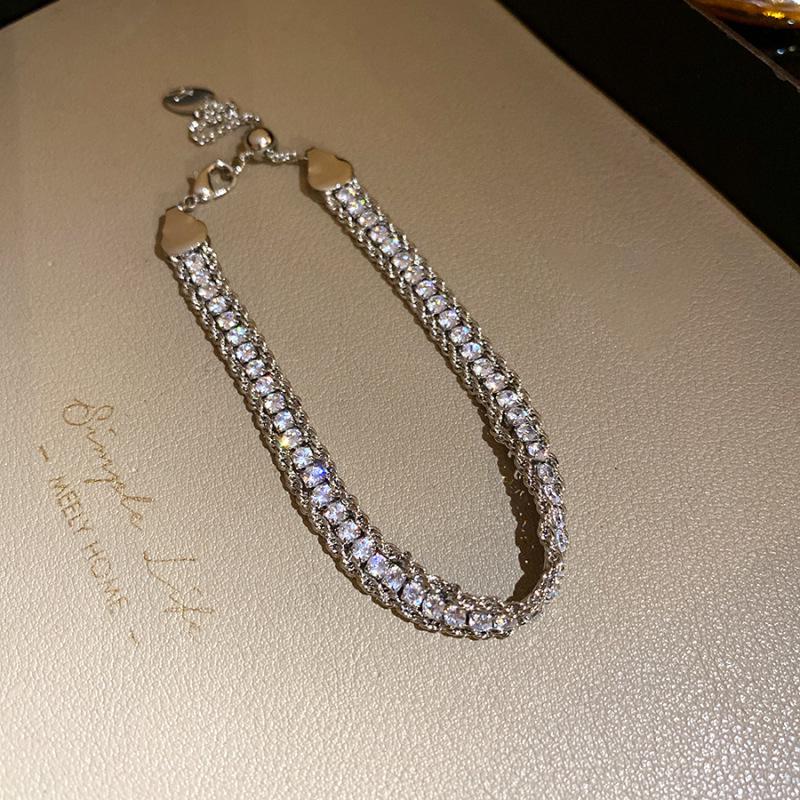 

Korean Style Rhinestone Wrap Chain Pendant Bracelet - Sparkly, High-End, Versatile Fashion Jewelry for Women
