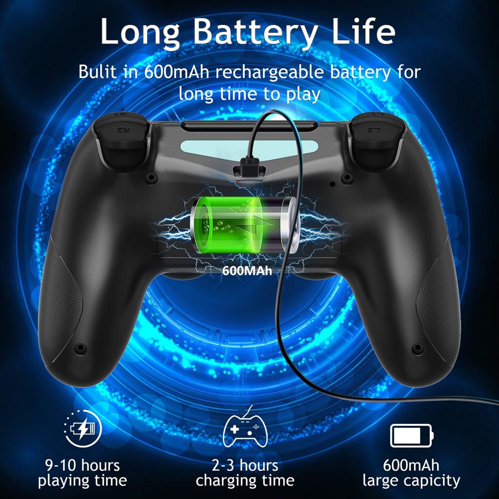 Wireless Controller for PS4 with RGB Lighting,  Remote Game Joystick Compatible with PlayStation 4/PS4 Slim/PS4 Pro/PC