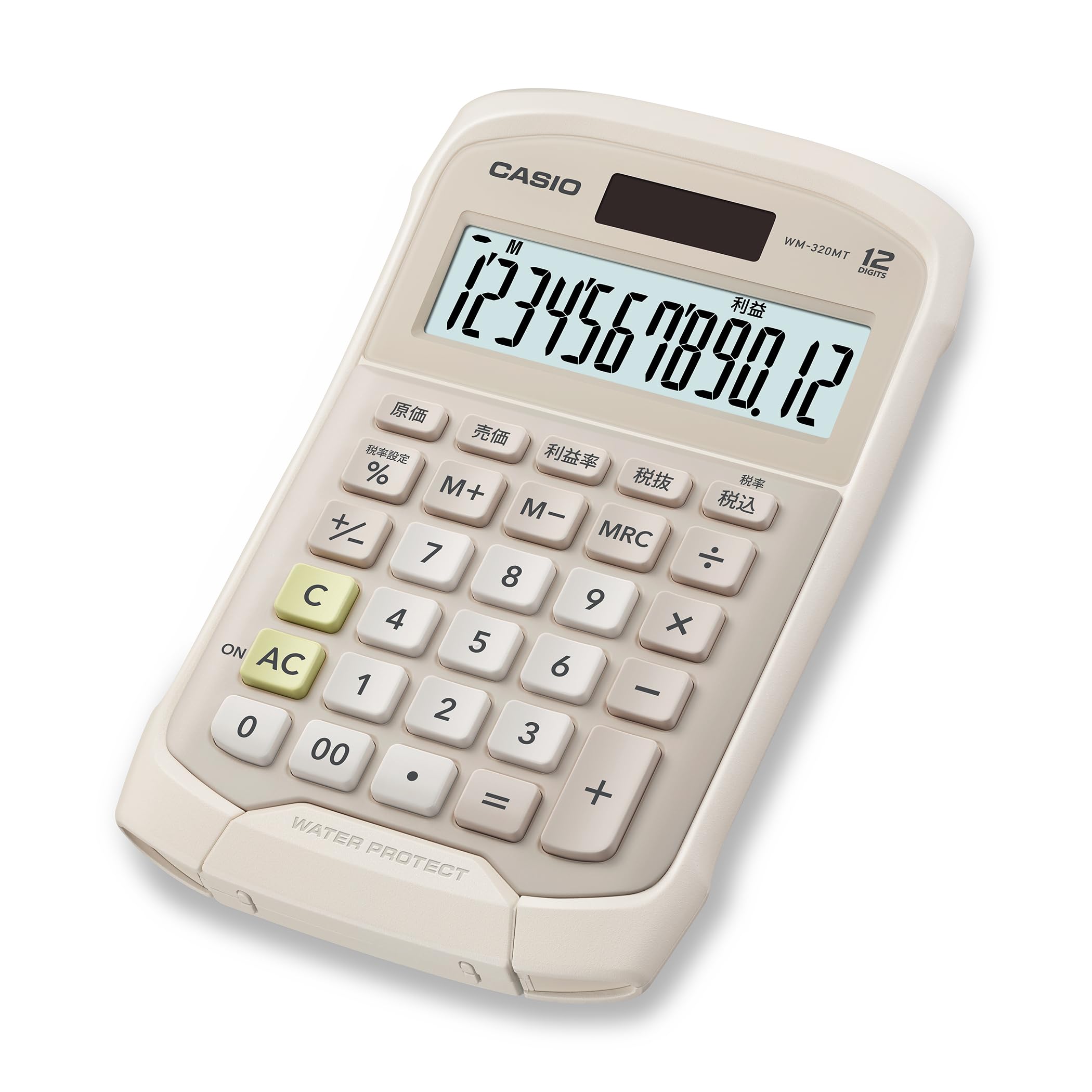 

Casio Calculator Beige Mini Just Type 12 Digits Waterproof/Dustproof WM-320MT-BE-N