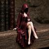 Atmospheric Gothic Interior Items Reader Statue, Hooded Skeleton Resin Figurine, Sitting Book Statue Collectible for Bookshelf, Desk Decor Home