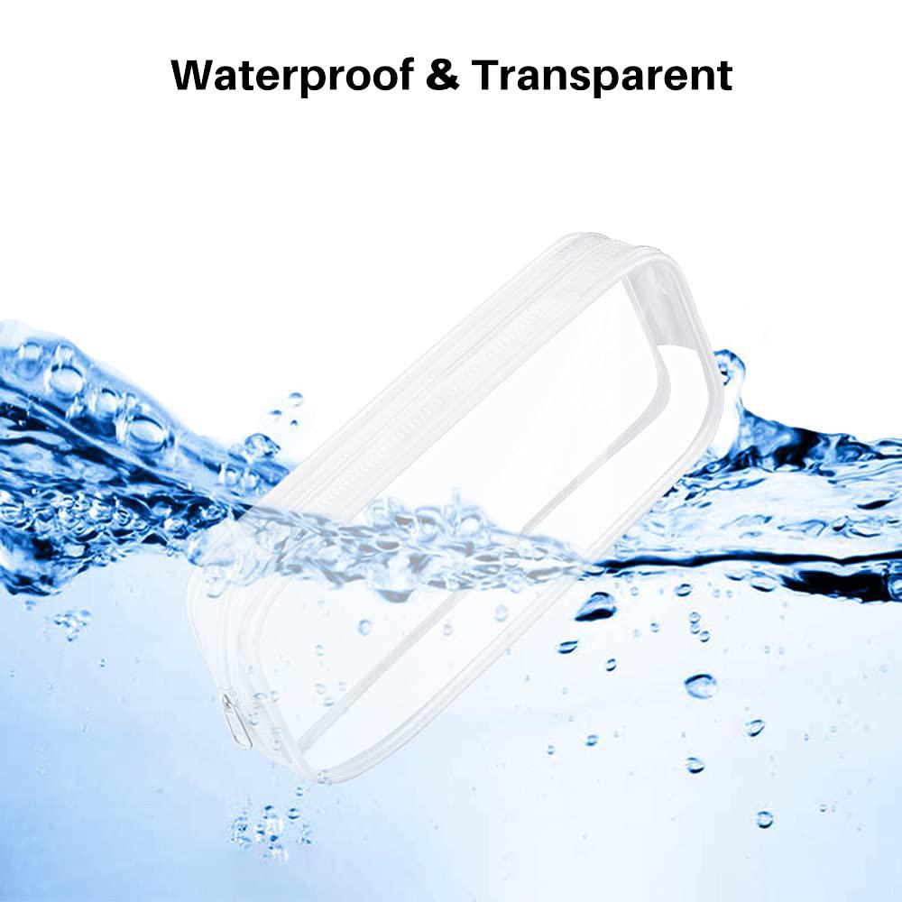 4 PCS Clear PVC Pencil Case School Exam Make Up Bag Travel Zip Pouch Zippered Clear Bag
