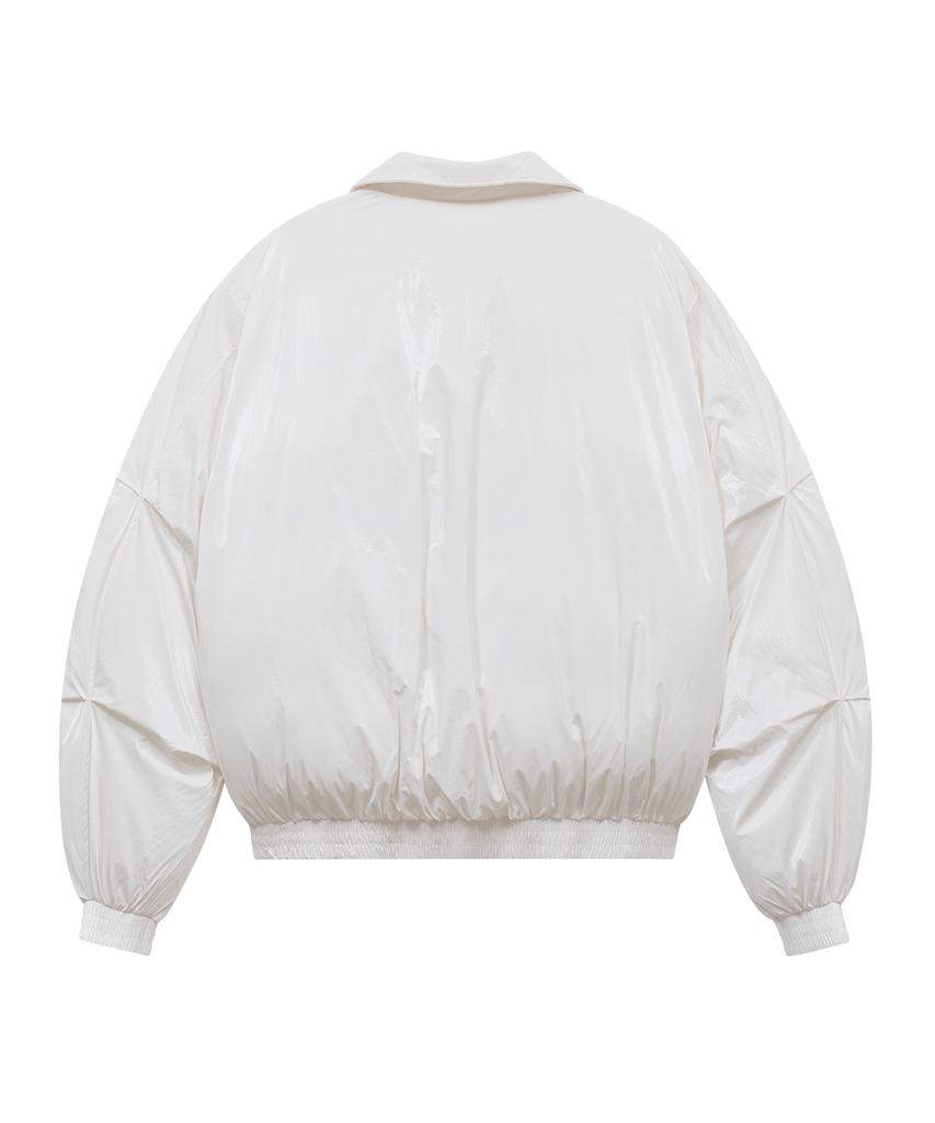 Ironyporno Whiteline 86-Iro340 Essential Balloon Glossy Collar Short Padded Jacket White