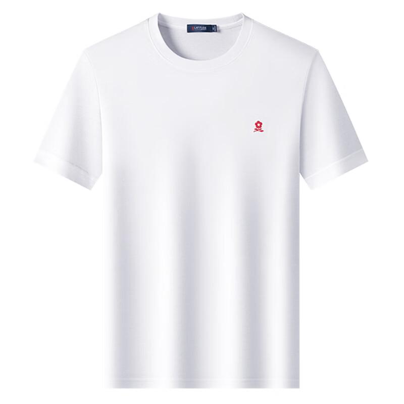 MONTAGUT Men's Cotton Blend Embroidered Round Neck Short Sleeve T-Shirt
