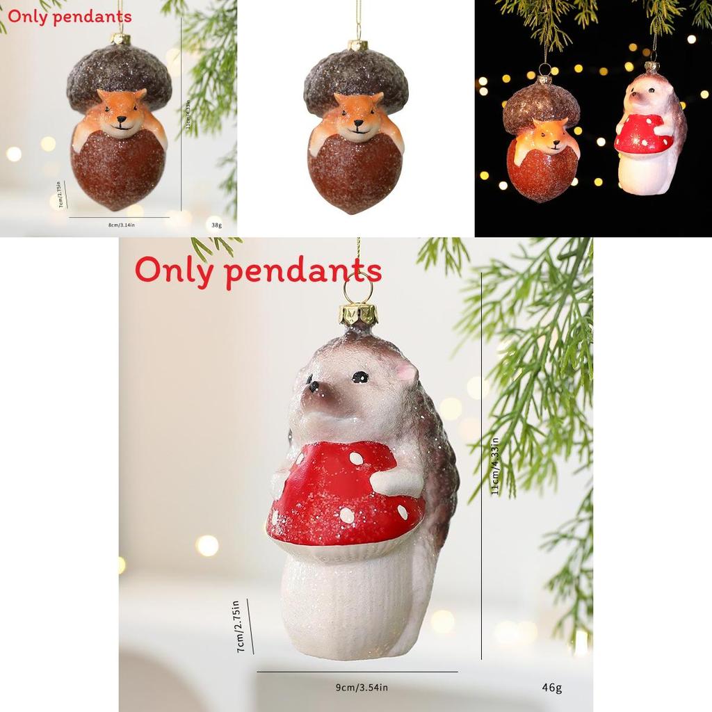 Christmas Tree Decor Squirrel Hedgehog Theme Plastic Ornament For Holiday Celebration