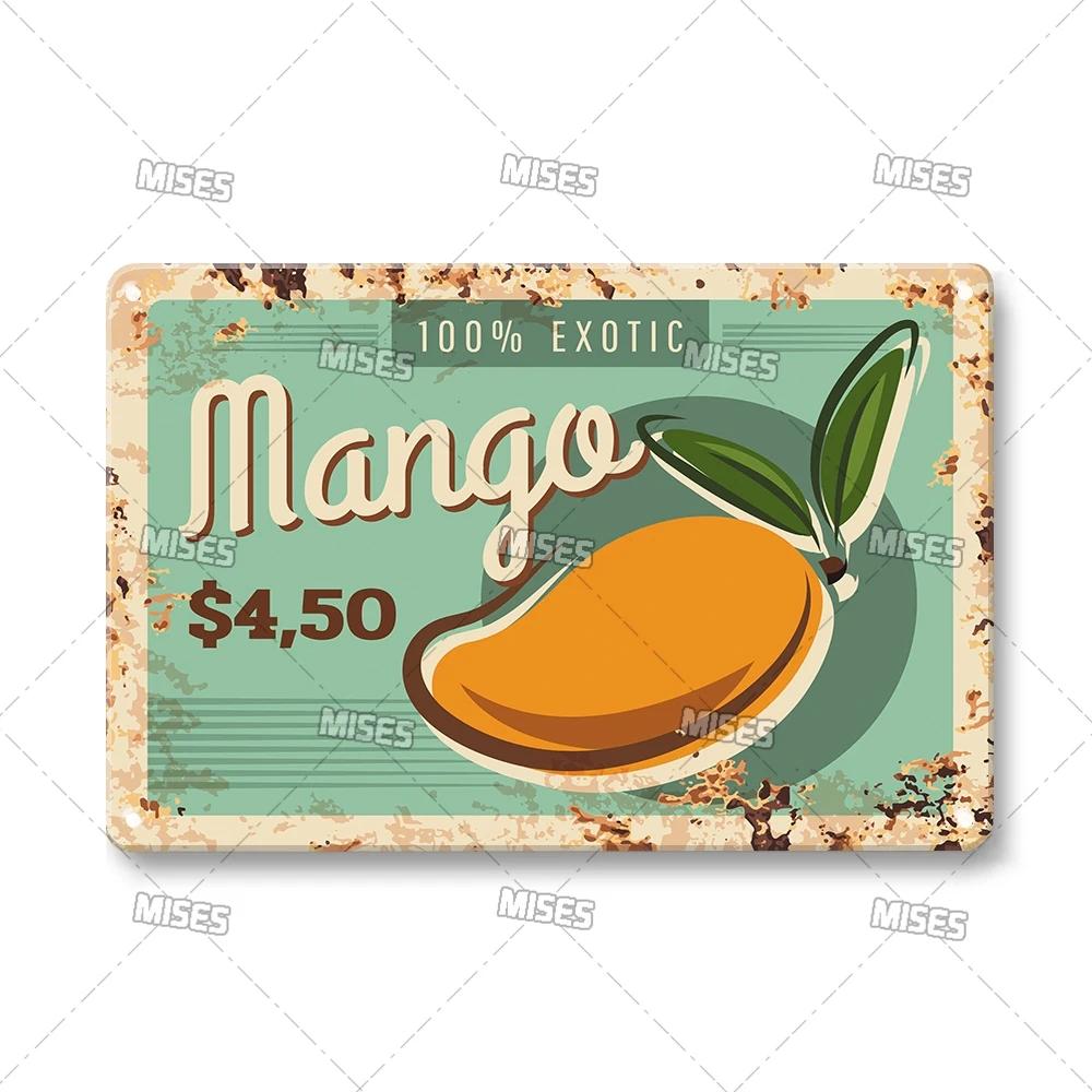 MISES Vegetable And Fruit Metal Tin Sign Retro Metal Plaque Decorative Plate Man Cave Studio Farm Metal Sign Kitchen Wall Plate