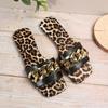 New Leopard Print Open-toed Flat-bottomed Slippers Women's 2025 European and American Large-size Summer Wear Fashion Beach Cool Slippers