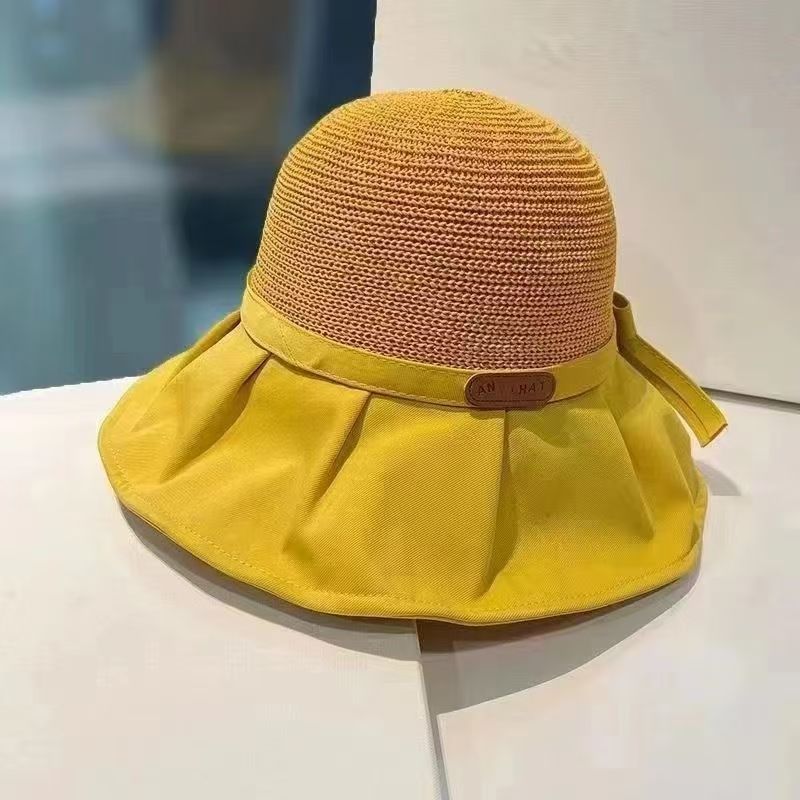 Spring and summer bucket hat women's new sunscreen hat fashion basin hat big head circumference summer sun hat big brim sun hat
