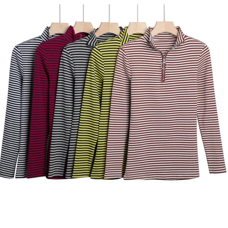 Damen-Unterhemd mit langen Ärmeln, halbem Rollkragen, großer Größe, vielseitige Innenschicht im Herbst- und Winterstil, warme Oberteile