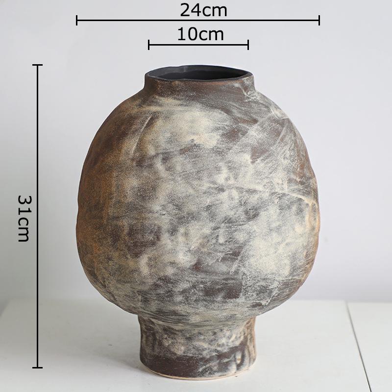 Wabi Sabi Style Retro Ceramic Vase Creative Plant Pot Table Decoration Flower Arrangement Floral Vases Room Aesthetic Decor