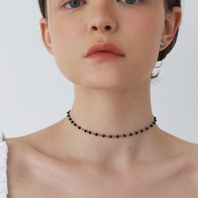 LOVE ME MONSTER [Surgical] Ball & Black Crystal Choker