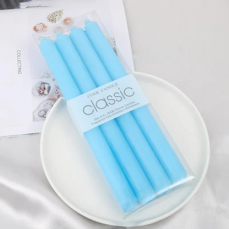 European Minimalist Solid Color Candle Long Straight Pole Pearl Design Home Wedding Dinner Decor Western Style Candle Ornament