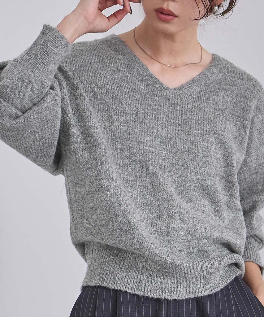 Yours Wool Blend Knit Pullover BEXU1752 Medium Charcoal V-Neck Women's