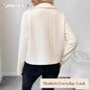 JPNTKY Damskie Vintage Casual Jednokolorowe z Nadrukiem Jesień Zima Długi Rękaw Kołnierzyk POLO Kurtki i Płaszcze