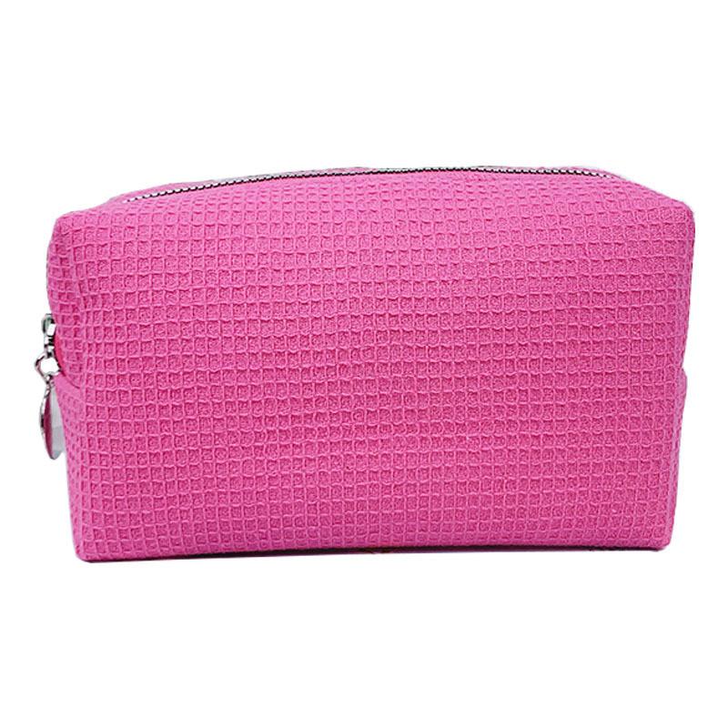 Polyester Waffle Pattern Travel Makeup Bag With Large Capacity For Women And Men