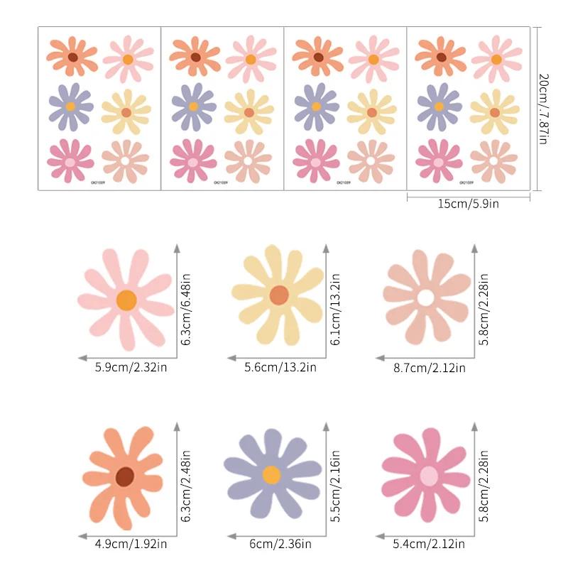 

4sheet Boho Daisy Flower Wall Stickers Girl Bedroom Cute White Daisy PVC Wall Decals For Kids Room Baby Nursery Home Wall Decor 15x20cm 4pcs