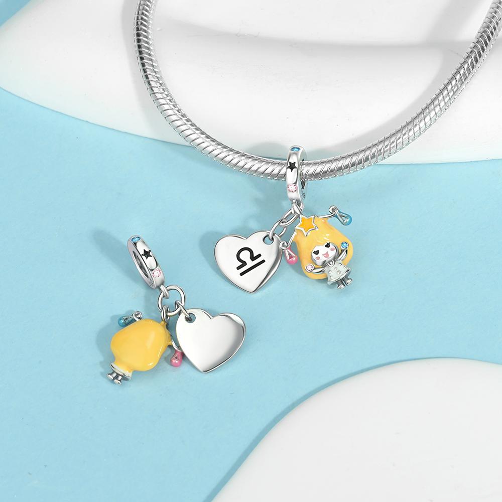 Charms Plata Cute Zodiac Charms Birthday Gifts Copper Plated For Charms Copper Plated Original Bracelet For Jewelry Making
