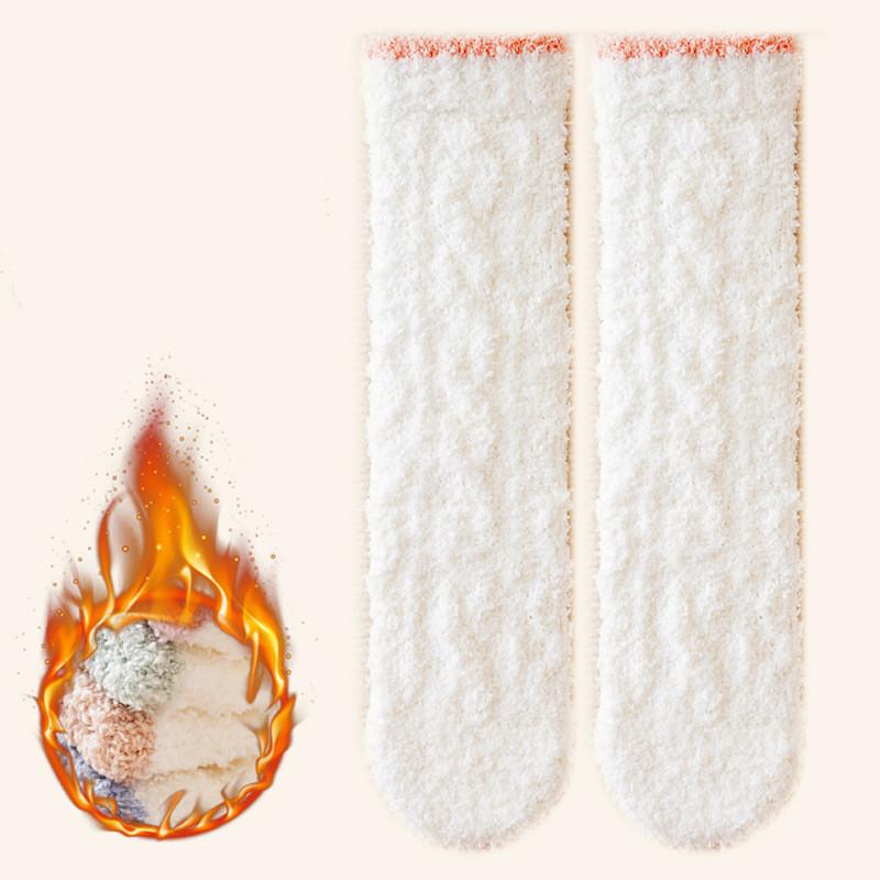 1pair Coral Fleece Long Tube Thickening  Floor Socks for 0-3years Baby Infant Winter Warm Floor Socks for Girl Boy Newborn