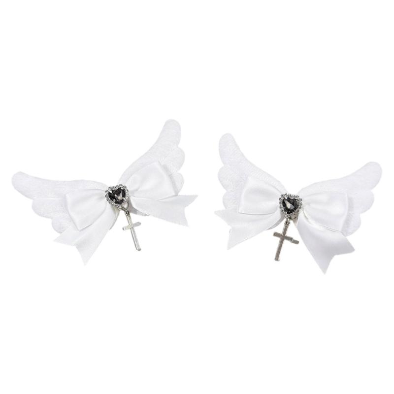 Baby Girls Hair Bows Clip With Angel Wing Gentle Nonslip Grip Ribbon Costume Accessories For Toddler Infants