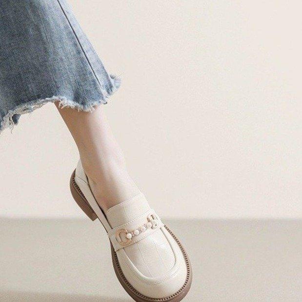 Platform loafers women's spring 2025 new fashion versatile women's single shoes retro British style low heel small leather shoes