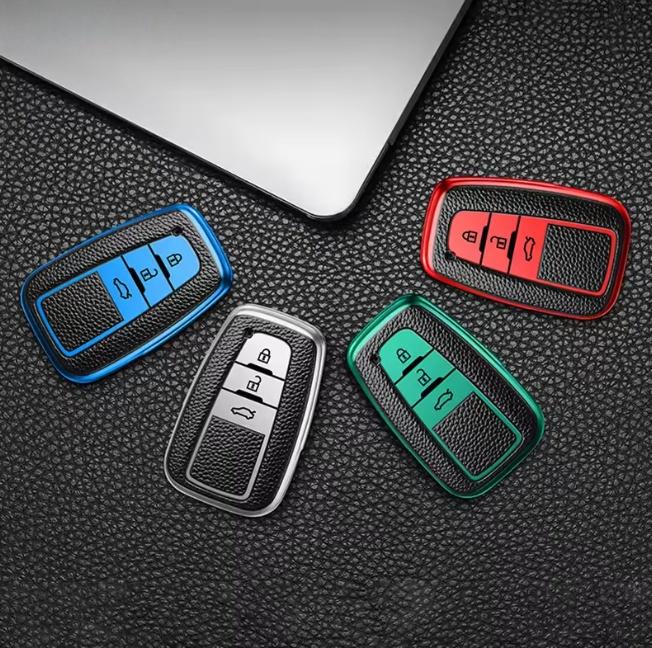 Leather 2/3 Button TPU Car Remote Key Cover Case Shell For Toyota Camry RAV4 Prius CHR C-HR Avalon Corolla Land Cruiser Prado Accessories