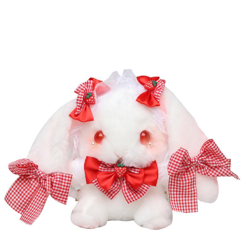 Cartoon Rabbit Plush Crossbody Bag with Pearl Chain