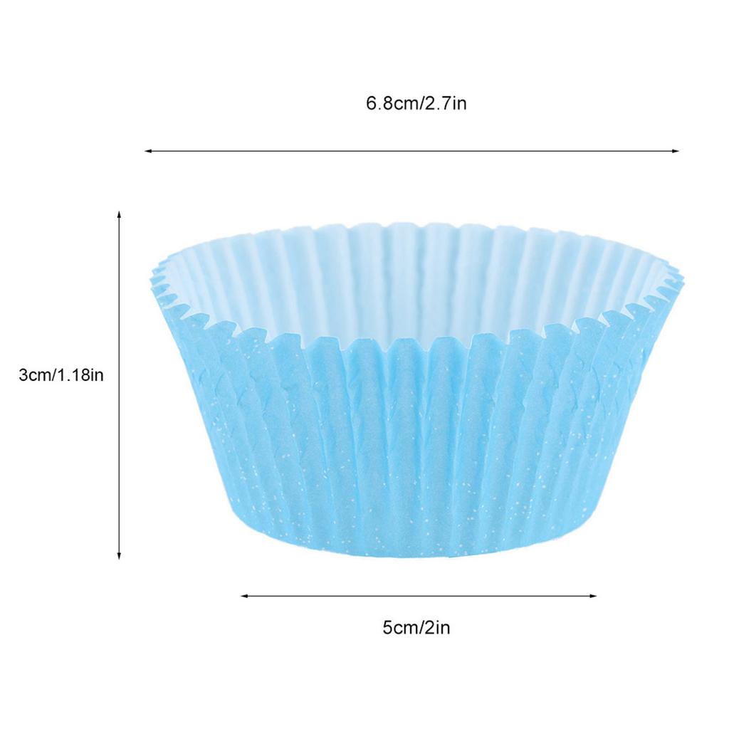 100PCS Mini Cupcake Liners Round Cake Baking Cups Muffin Cases Home Party Blue