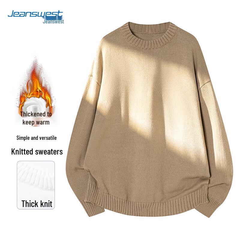 

JEANSWEST Men s Thickened Pullover Round Neck Knit Sweater 2XL