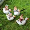 4-piece set of resin crafts for duck riding dwarves, garden flower pots and bonsai statues in the courtyard, decorative statues