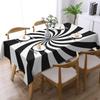 Funny Swirl Stripes Black White Tablecloth, Modern Geometric Rectangular Washable Table Cover for Dining Kitchen Party