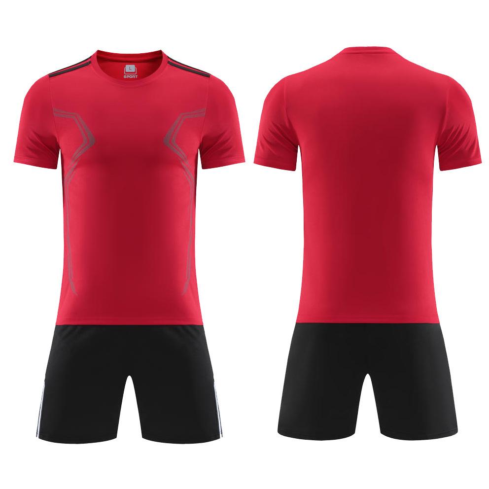 Football Jersey Short-sleeved Suit Mens and Womens Training Jerseys Running Fitness Athleticwear Breathable Printing Childrens Competition Jersey