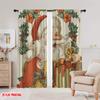 2pcs,2D Plane Printing Popular Curtains Santa Claus with Presents Versatile Polyester Fabric (without Rod) Outdoor Decorations