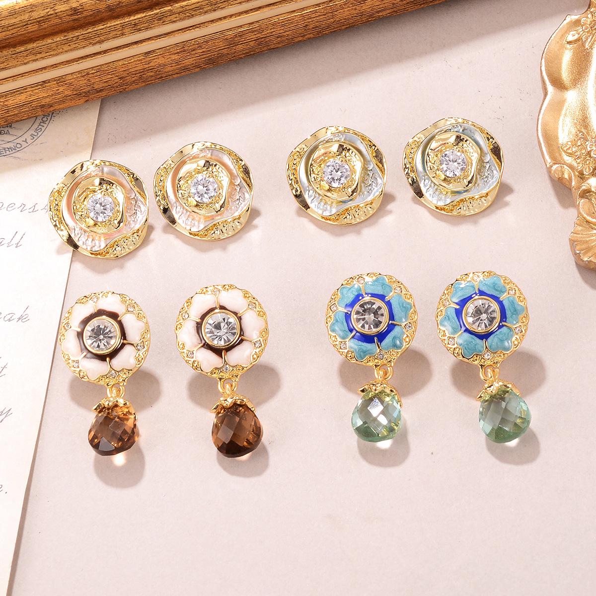 

Retro Zircon Flower Tassel Earrings - 925 Silver French Niche Design for Women