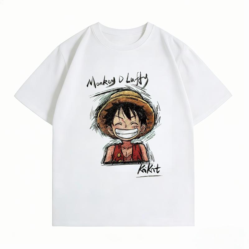 Unisexs Clothing New 100 Cotton Breathable Summer TShirt One Piece Luffy Print Casual Streetwear Unisexs TShirt