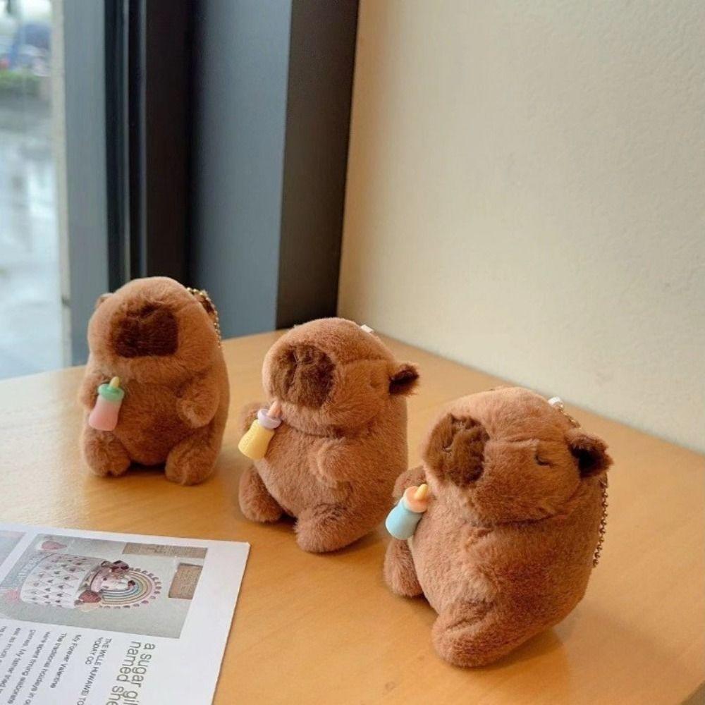 

Милый мультфильм бутылка капибара кукла кулон короткая плюшевая сумка аксессуары