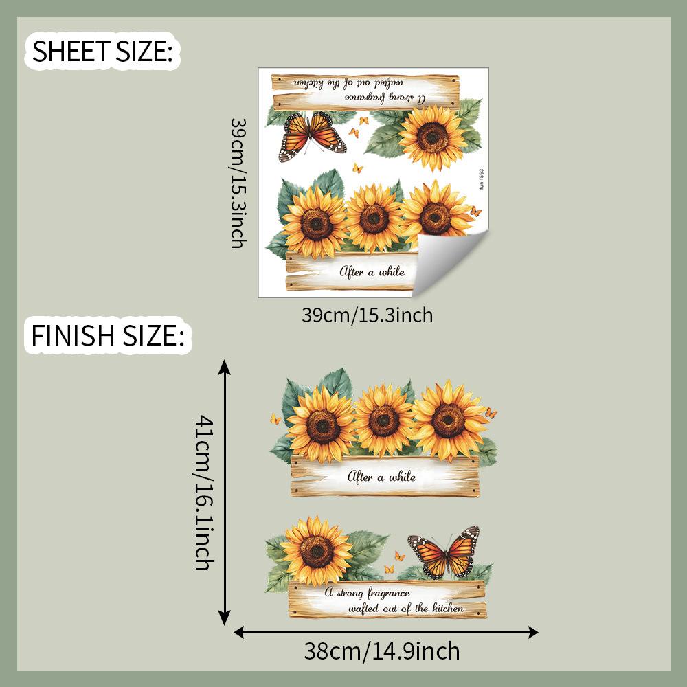 Подсолнух со слоганом Наклейка на стену Теплый мотивирующий Самоклеящийся декор для спальни Гостиной Домашнее искусство для стен 39x39cm