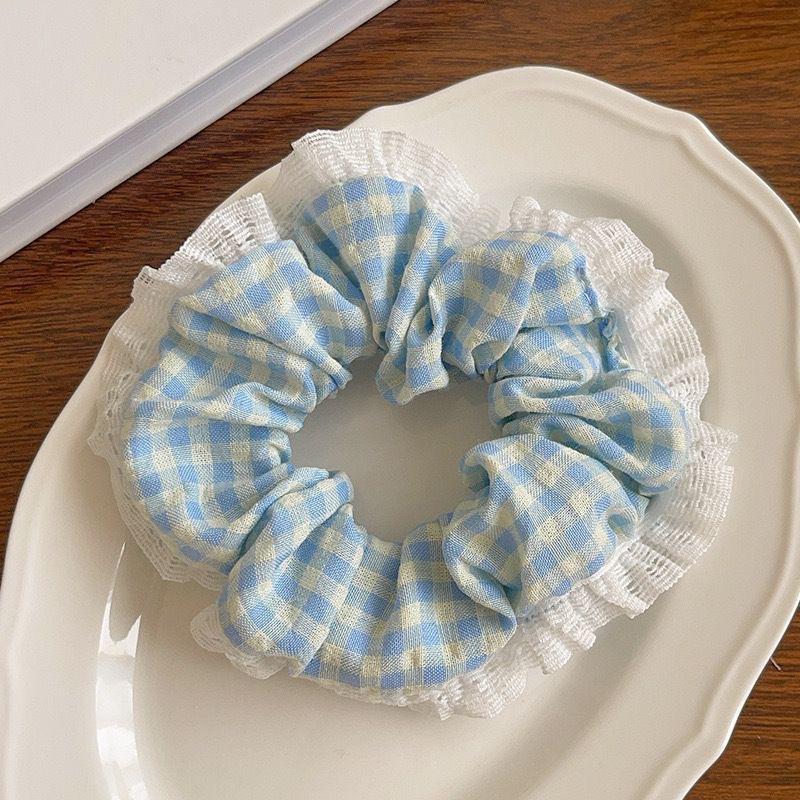 Scrunchie Coreano in Pizzo con Volant e Fiocco - Accessorio per Capelli Carino e Dolce