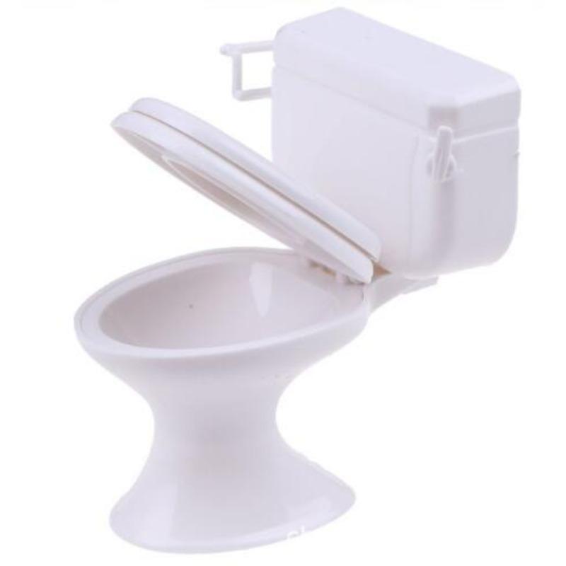 2 Pieces Miniature Toilet Dollhouse Miniature Furniture Toy for 1:12 Dollhouse Bathroom Accessories Fairies Garden Micro Landscape Dollhouse