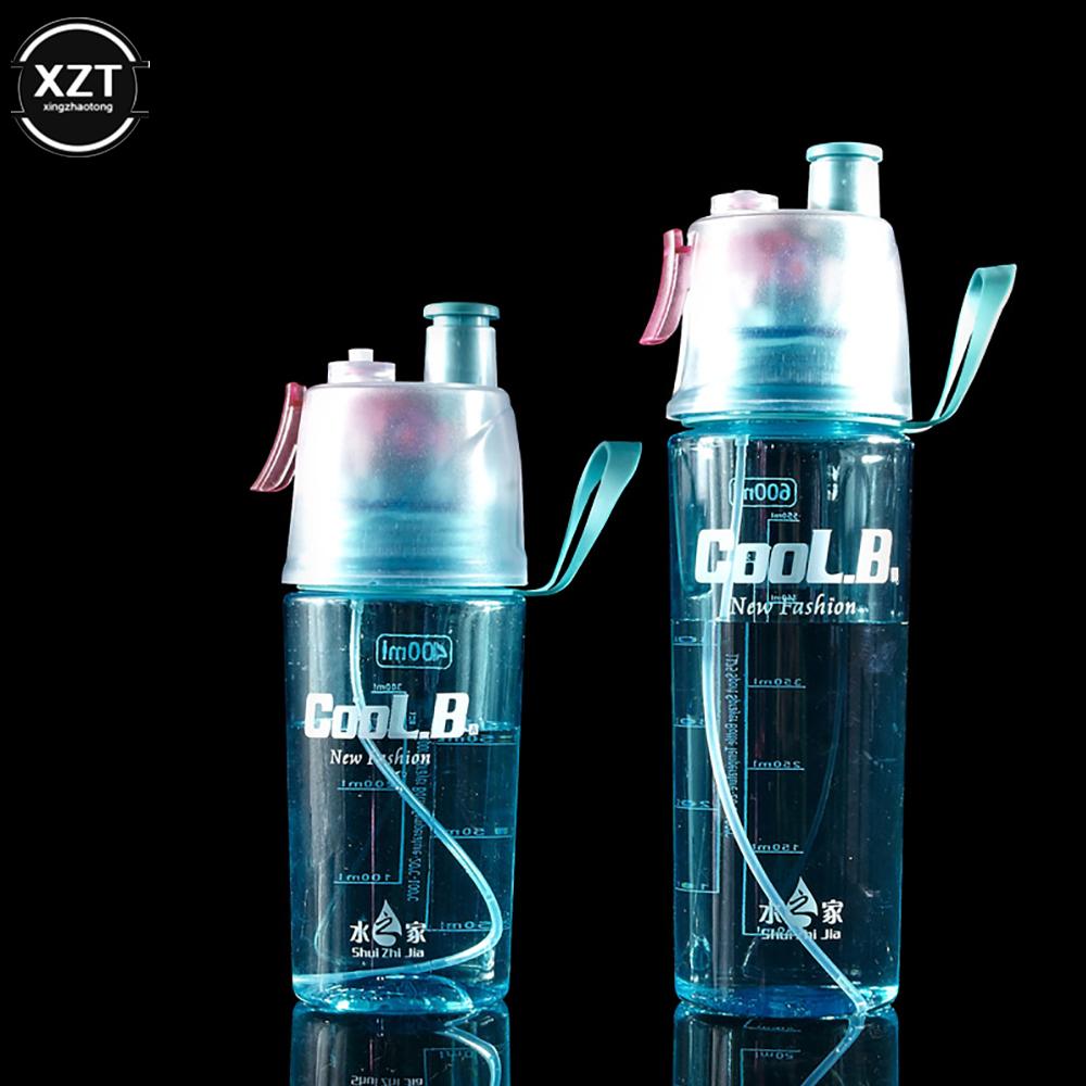 400/600ML Water Bottle With Straw Drink Spray Cup Cycling Hiking Outdoor Sports Solid Plastic Spray Cool Outdoor Water Bottle