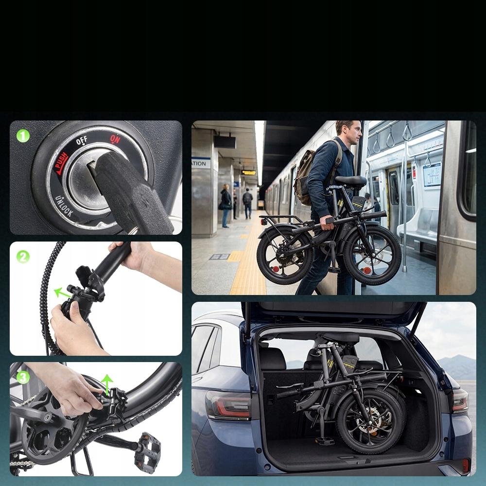 Vélo Électrique Pliant Léger U4 scooters électriques 36V 10.4Ah 16" 25km/h 88km pour 120kg