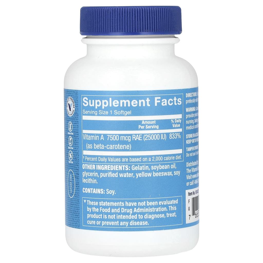 Beta-Carotin, 7.500 mcg (25.000 IE), 300 Weichkapseln