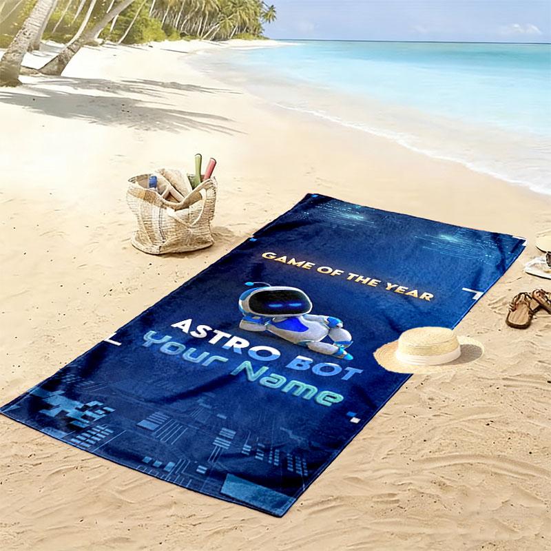 ASTRO BOT Custom Name Print Beach Towel, Large Soft Quick Dry Towel for Beach Camping Swimming