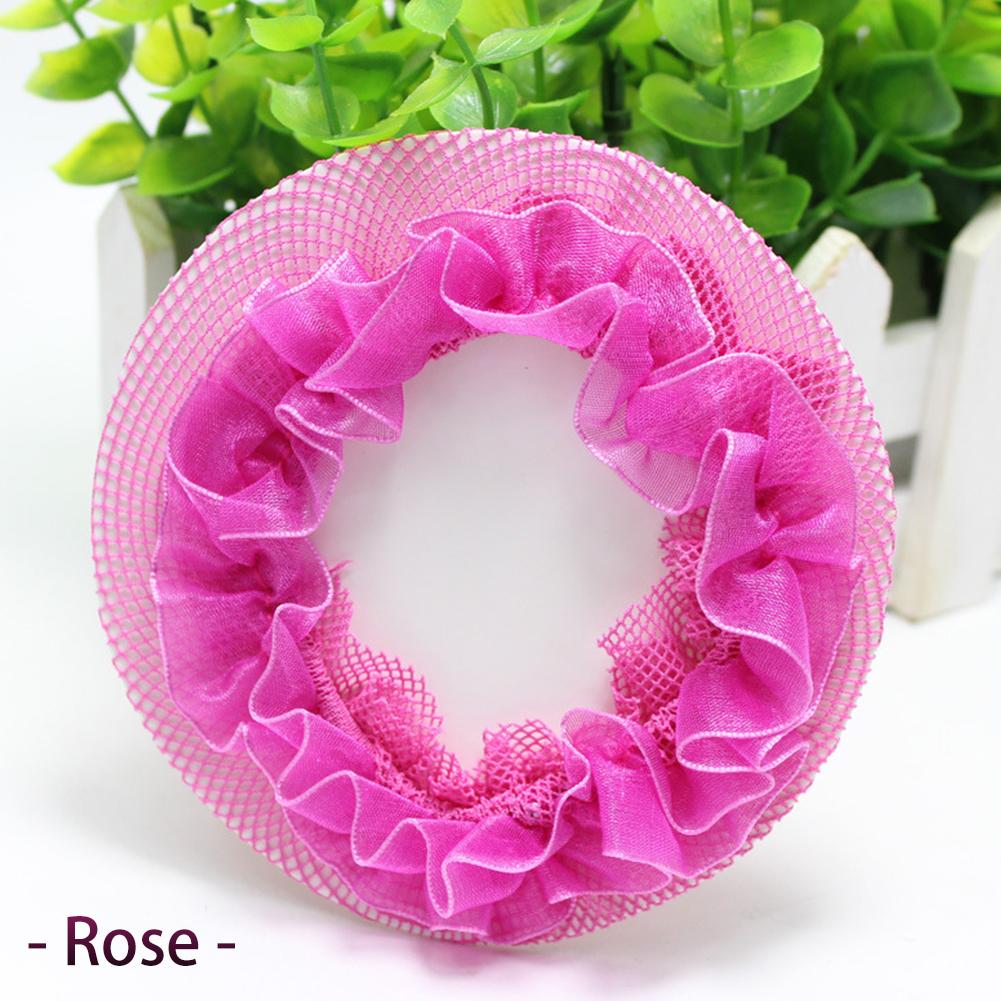

Dot Girl Women Bun Cover Snood Hair Net Nets Latin Ballet Dance Skating Crochet Snoods Hair Accessories Яскраво-рожевий