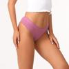 New Arrival Pure Cotton Women's Thong Underwear Low-Rise Sensual Briefs Ribbed Lace Trim