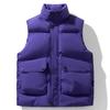 Mens Cotton Puffer Vest Winter Warmth Casual Sleeveless Jacket Solid Color Loose Fit Daily Wear