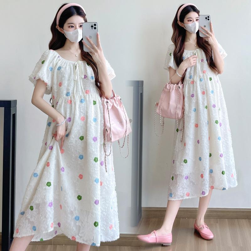 2026 Summer Floral Embroidered Maternity Dress with Long/Short Sleeves - Spicy Mom Collection XXL