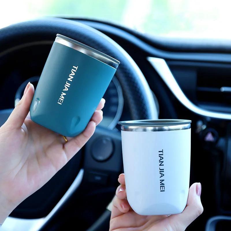 Portable Mini Stainless Steel Casual Cup Double Layer Heat Insulation Anti-scald Lid Travel Drinking Coffee Milk Tea Drink Cup