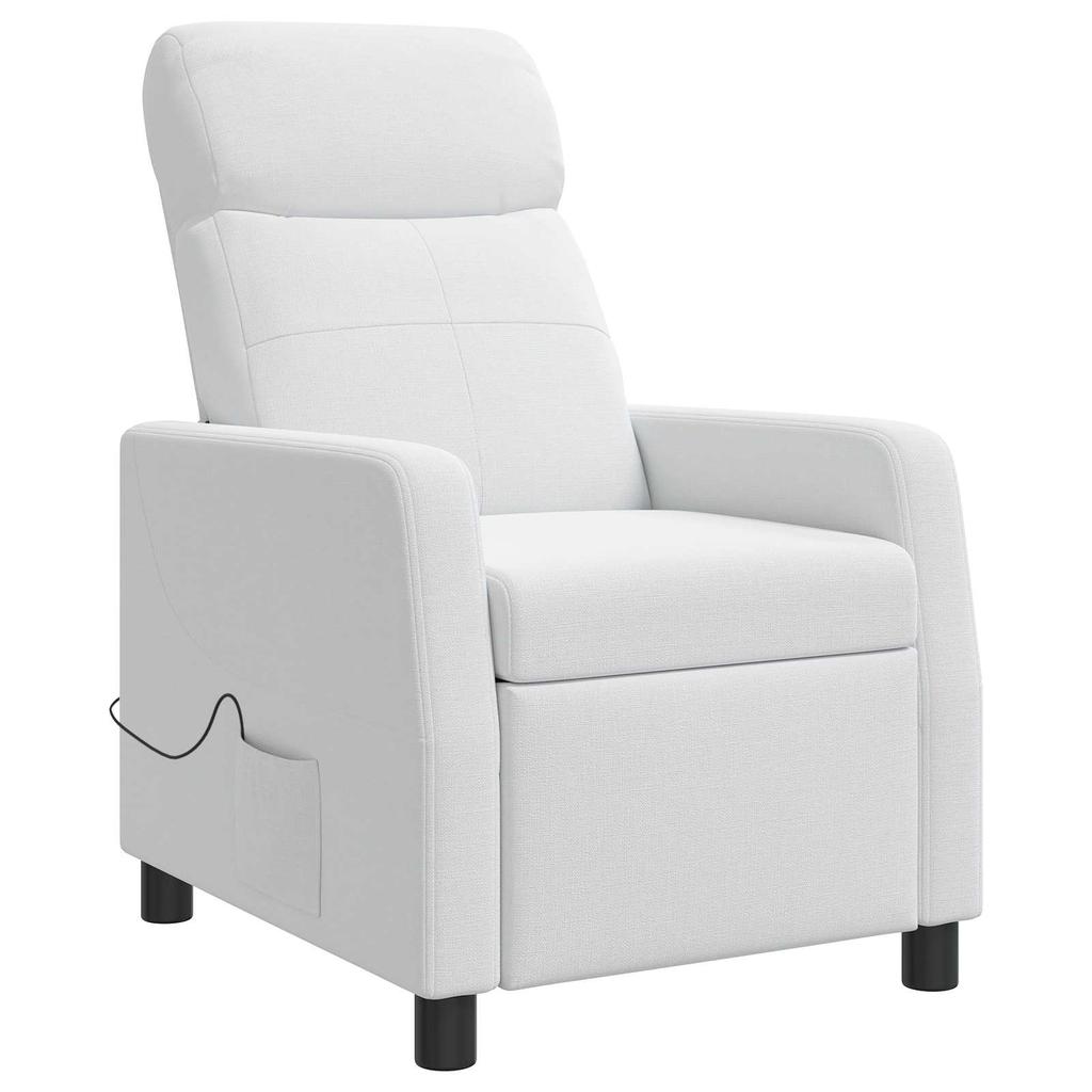 Massage Recliner Chair White Fabric